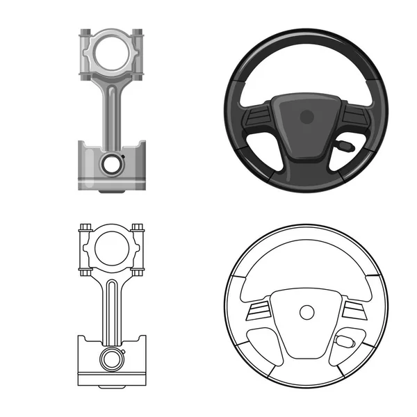 Vektorillustration av auto och en del ikonen. Uppsättning av auto och bil aktiesymbol för webben. — Stock vektor