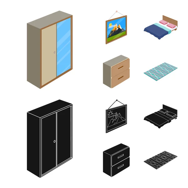 Illustration vectorielle du symbole chambre et pièce. Ensemble d'illustration vectorielle de stock de chambre et meubles . — Image vectorielle