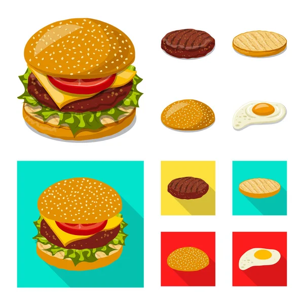 Ilustração vetorial de hambúrguer e logotipo sanduíche. Coleção de hambúrguer e ícone de vetor de fatia para estoque . — Vetor de Stock