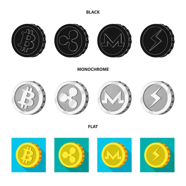 Diseño vectorial de criptomoneda e icono de moneda. Colección de criptomoneda y criptomoneda vector de stock ilustración . — Archivo Imágenes Vectoriales