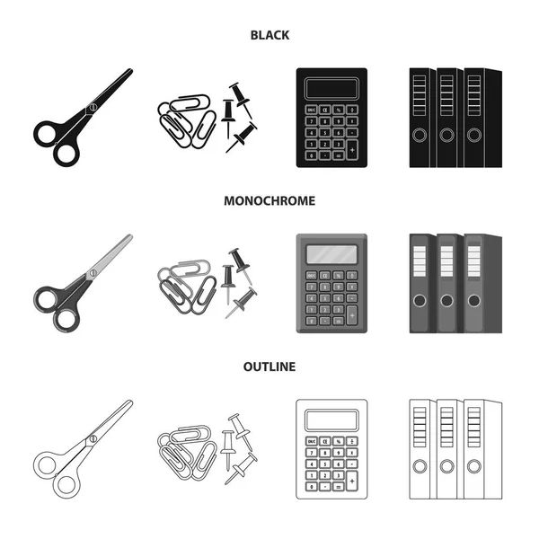 Projeto do vetor do logotipo do escritório e da fonte. Conjunto de ícone de vetor de escritório e escola para estoque . —  Vetores de Stock