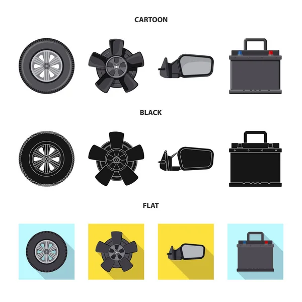 Diseño vectorial de auto y señal de parte. Colección de auto y coche símbolo de stock para la web . — Archivo Imágenes Vectoriales