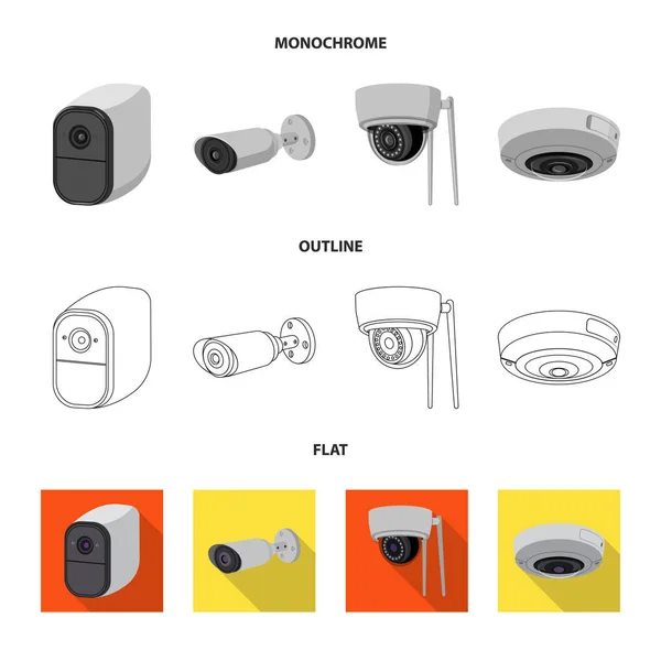 Vector illustration of cctv and camera sign. Collection of cctv and system stock vector illustration. — Stock Vector