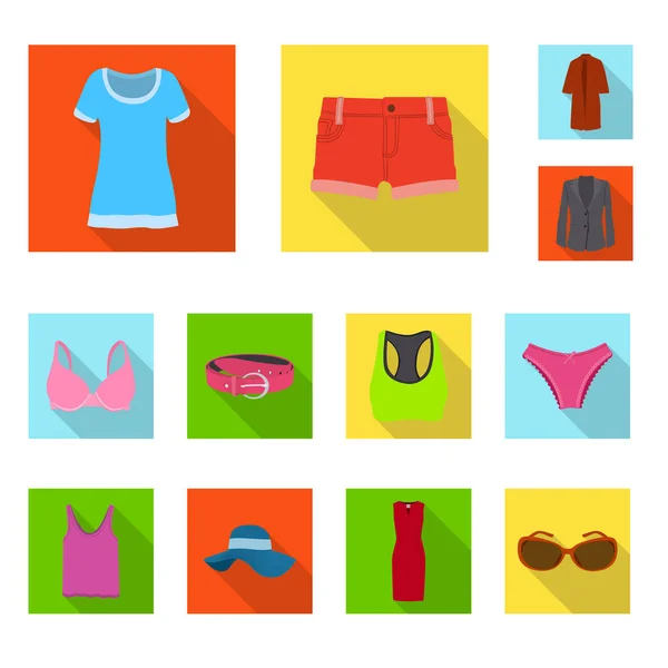 Ilustración vectorial del logotipo de la mujer y la ropa. Colección de mujer y desgaste símbolo de stock para la web . — Vector de stock
