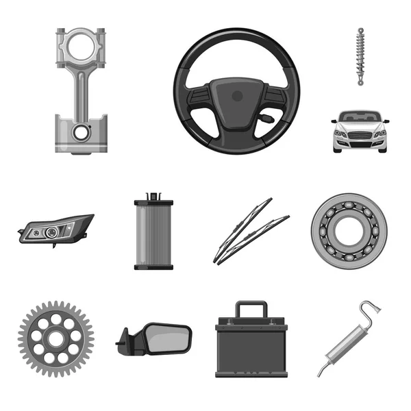 Illustration vectorielle de l'icône auto et pièce. Jeu de auto et voiture stock symbole pour le web . — Image vectorielle