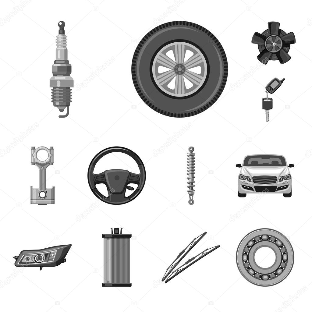 Isolated object of auto and part logo. Collection of auto and car stock symbol for web.
