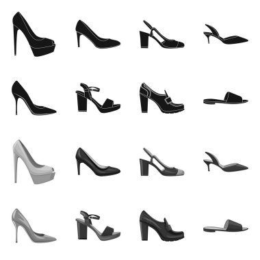 Ayakkabı ve kadın sembolü yalıtılmış nesne. Ayakkabı ve ayak hisse senedi simgesi için web topluluğu.