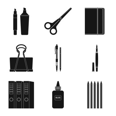 Ofis ve tedarik simge vektör Illustration. Ofis ve okul hisse senedi simgesi web için kümesi.
