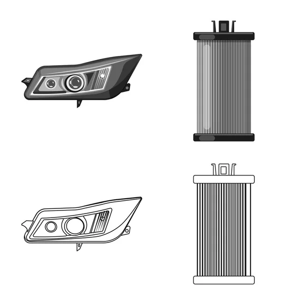 Vektorillustration Auto Och Del Symbol Uppsättning Auto Och Bil Lager — Stock vektor