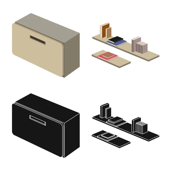 Ilustração vetorial do logotipo do quarto e da sala. Conjunto de quarto e mobiliário símbolo de estoque para web . — Vetor de Stock