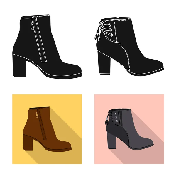 जूते और महिला चिह्न की अलग वस्तु। स्टॉक के लिए जूते और फुट वेक्टर प्रतीक का संग्रह . — स्टॉक वेक्टर