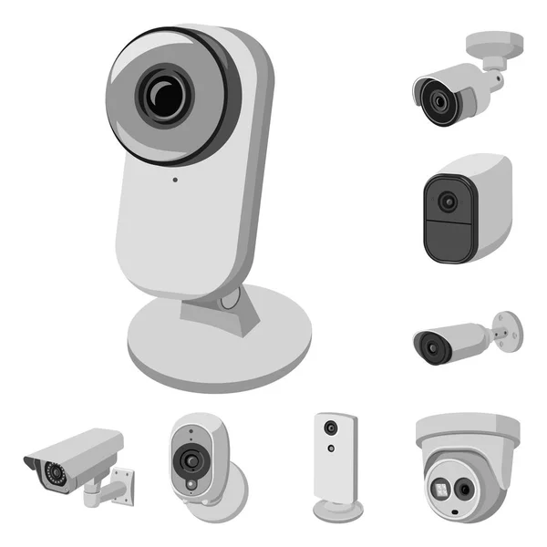 Oggetto isolato di icona cctv e fotocamera. Raccolta di icone vettoriali cctv e di sistema per magazzino . — Vettoriale Stock