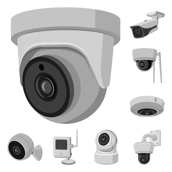 Isolated object of cctv and camera icon. Set of cctv and system stock vector illustration. — Stock Vector