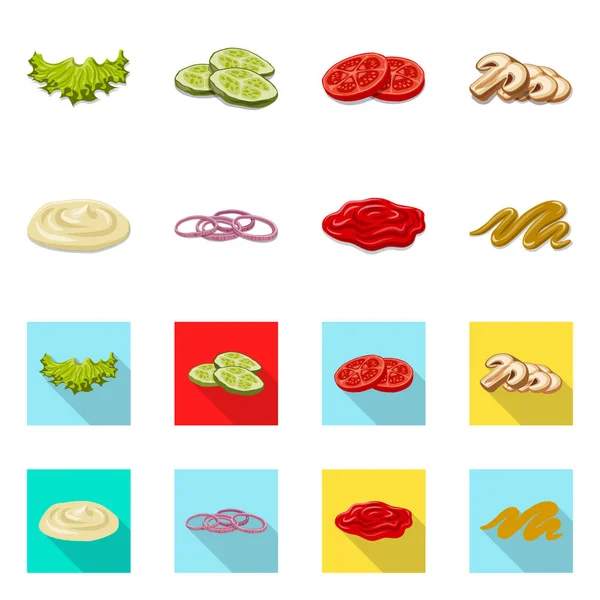 Isolierte Objekt der Burger und Sandwich-Zeichen. Sammlung von Burger und Slice Stock Symbol für das Web. — Stockvektor