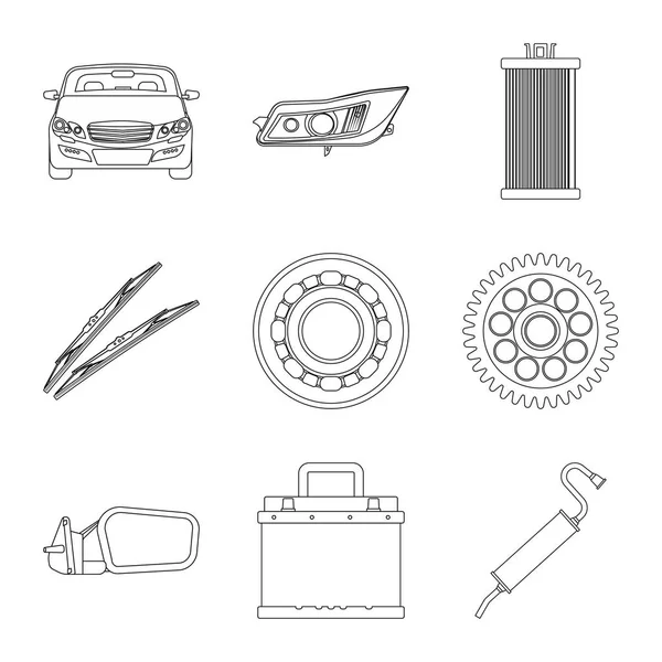Diseño vectorial de auto y logotipo de la pieza. Colección de auto y coche stock vector ilustración . — Vector de stock