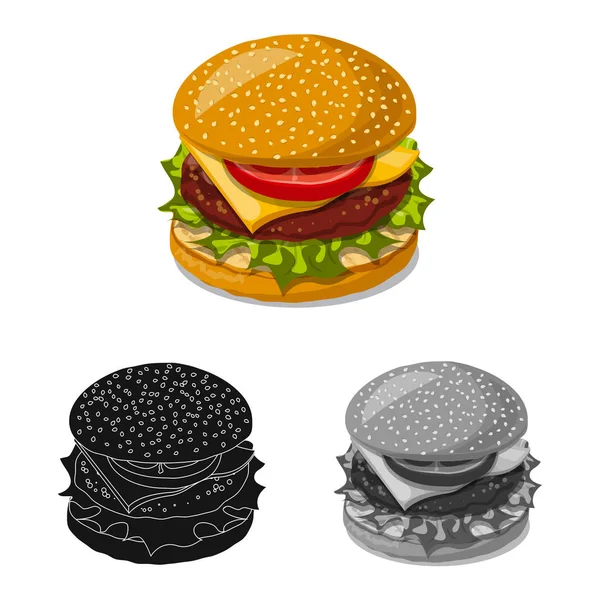 Vector design of burger and sandwich symbol. Collection of burger and slice vector icon for stock. — Stock Vector