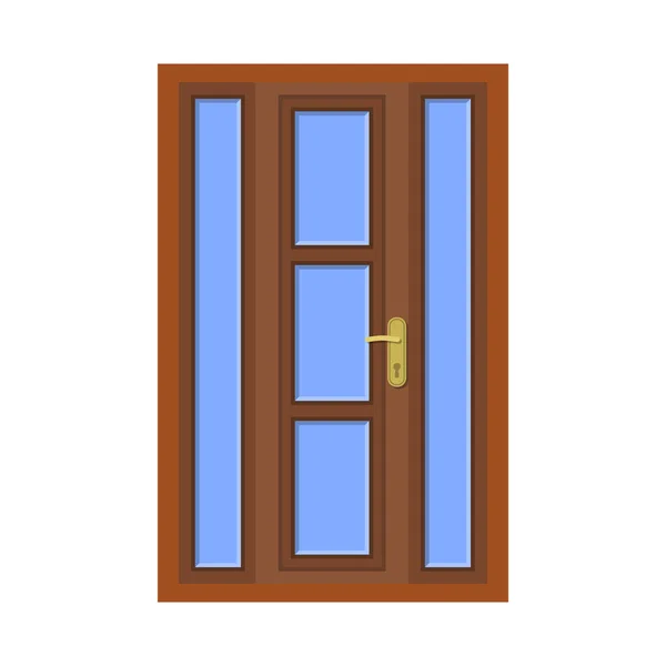 Ilustración vectorial de la puerta y el cartel frontal. Colección de ilustración de vectores de puerta y madera . — Vector de stock