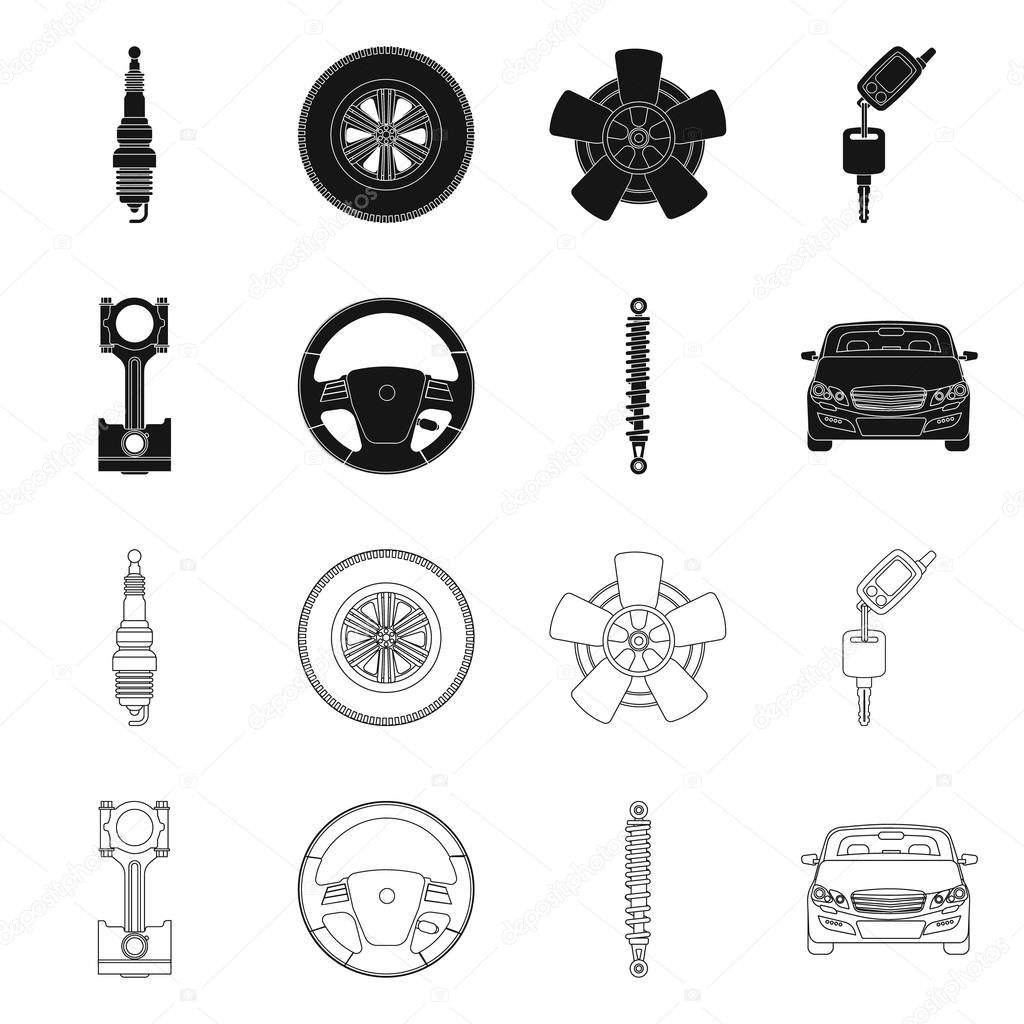 Vector design of auto and part logo. Set of auto and car vector icon for stock.