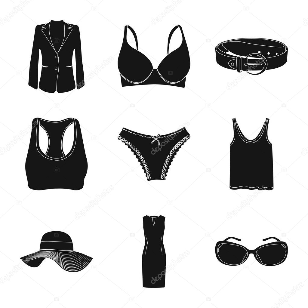 Vector design of woman and clothing sign. Set of woman and wear vector icon for stock.