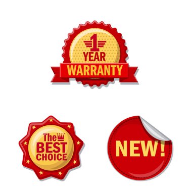 Amblem ve rozet simge vektör Illustration. Hisse senedi için amblem ve etiket vektör simge topluluğu.