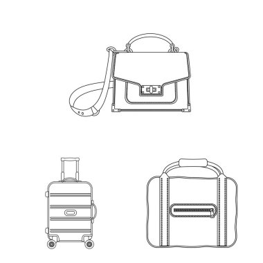 Bavul ve Bagaj işareti vektör Illustration. Bavul ve yolculuk hisse senedi vektör çizim topluluğu.