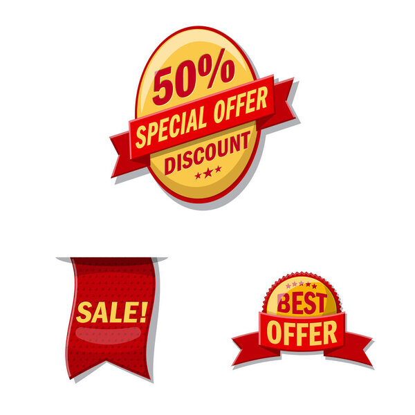 Vector illustration of emblem and badge symbol. Collection of emblem and sticker stock vector illustration.