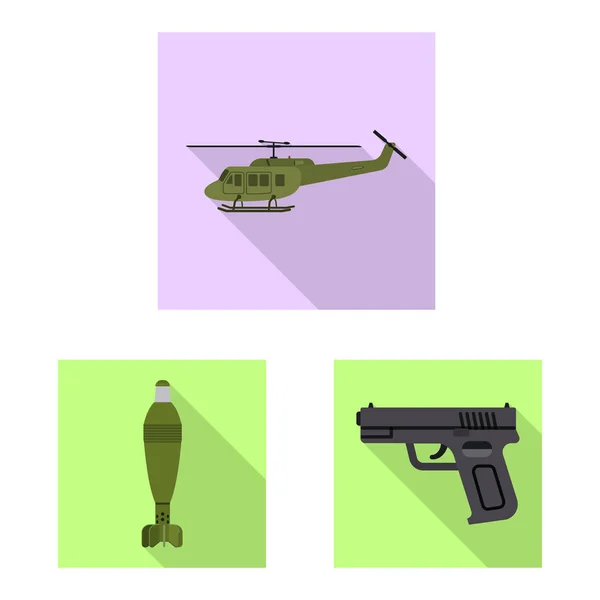 Diseño vectorial del arma y el símbolo de la pistola. Conjunto de armas y ejército símbolo de stock para la web . — Vector de stock