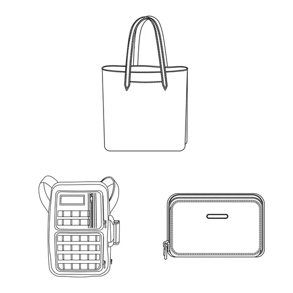 Vektorillustration av resväska och bagage tecken. Uppsättning av resväska och resa lager vektorillustration. — Stock vektor