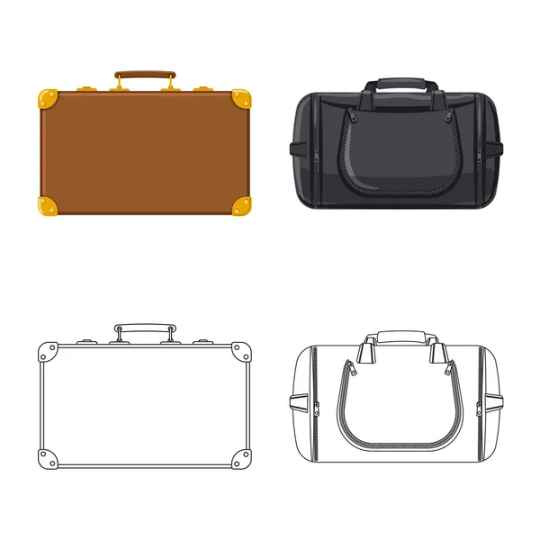 Vector illustration of suitcase and baggage symbol. Set of suitcase and journey stock symbol for web. — Stock Vector