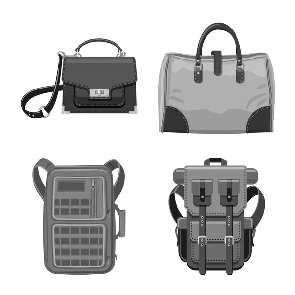 가방과 수하물 상징의 벡터 디자인입니다. 웹에 대 한 가방과 여행 주식 기호 집합. — 스톡 벡터