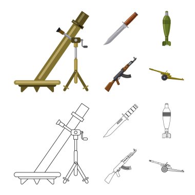 Silah ve silah işareti tasarımını vektör. Hisse senedi için silah ve ordu vektör simge topluluğu.