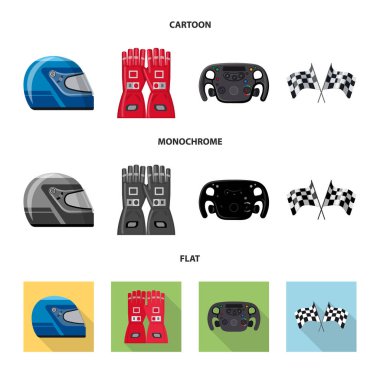Isolated object of car and rally sign. Set of car and race vector icon for stock. clipart
