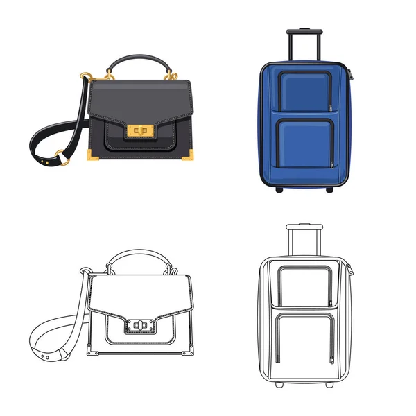 Vector illustration of suitcase and baggage icon. Set of suitcase and journey stock vector illustration. — Stock Vector