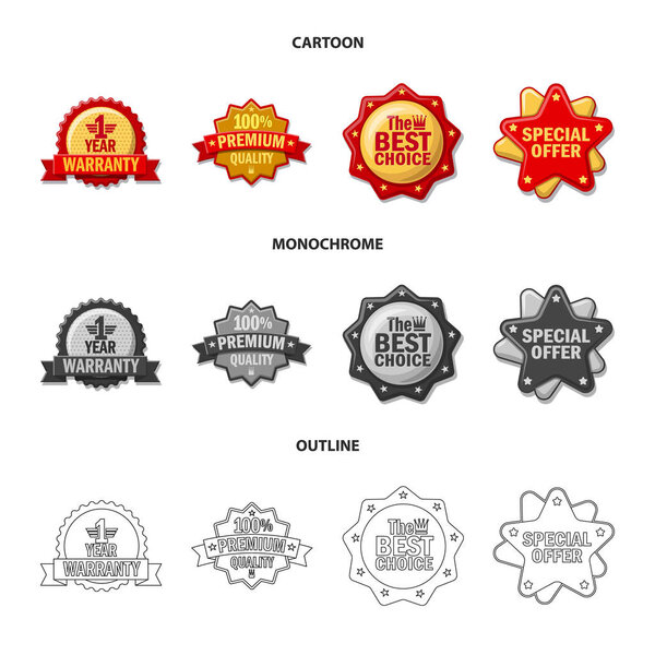 Isolated object of emblem and badge sign. Collection of emblem and sticker vector icon for stock.