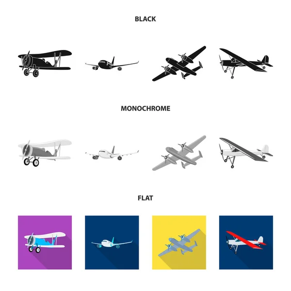Изолированный объект самолета и транспортного знака. Коллекция значка плоскости и вектора неба для склада . — стоковый вектор