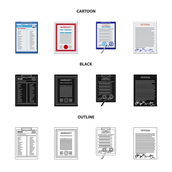 Objeto aislado de forma y logotipo del documento. Conjunto de forma y marca de símbolo de stock para web . — Vector de stock