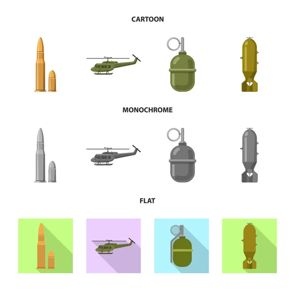 Illustration vectorielle du symbole d'arme et d'arme. Collecte d'armes et illustration vectorielle de stock militaire . — Image vectorielle