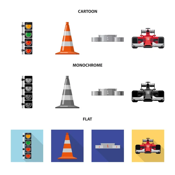 Vektor-Illustration von Auto und Rallye-Logo. Sammlung von Auto- und Rennvektorsymbolen für Aktien. — Stockvektor