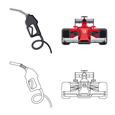 Araba ve ralli logo vektör Illustration. Araba ve yarış hisse senedi vektör çizim seti.