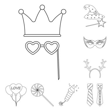 Parti ve Doğum günü simge vektör tasarımı. Hisse senedi için kutlama ve parti vektör simge kümesi.