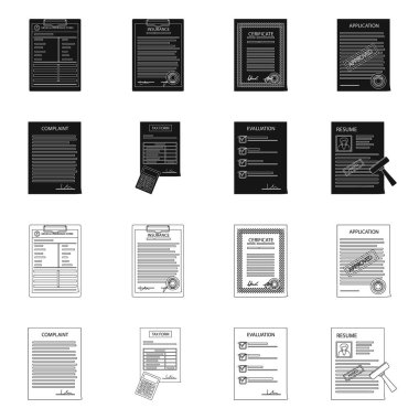 Form ve belge simgesinin vektör resmi. Form ve mark hisse senedi vektör çizim topluluğu.
