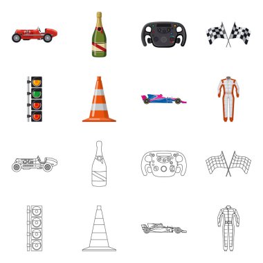 Araba ve ralli logo vektör Illustration. Araba ve yarış hisse senedi vektör çizim seti.