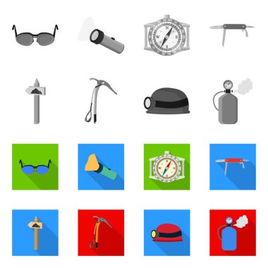 Dağcılık ve tepe simge vektör çizimi. Dağcılık ve kamp stok vektör çizim.