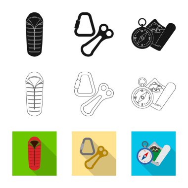 Dağcılık ve tepe logo yalıtılmış nesne. Dağcılık ve kamp stok vektör çizim.