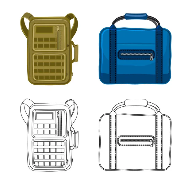 Векторная иллюстрация чемодана и таблички с багажом. Коллекция чемодана и векторной иконки на складе . — стоковый вектор