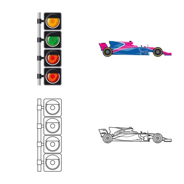 Conception vectorielle du symbole de voiture et de rallye. Jeu de voiture et illustration vectorielle de stock de course . — Image vectorielle