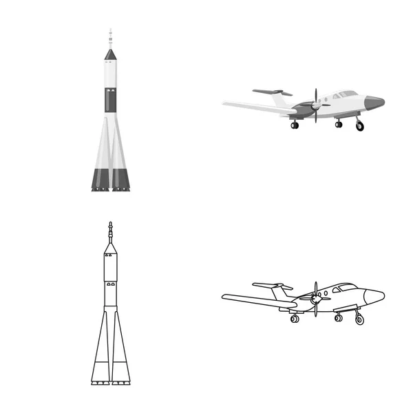 Изолированный объект с изображением самолета и транспортного символа. Коллекция плоскости и векторной иллюстрации неба . — стоковый вектор