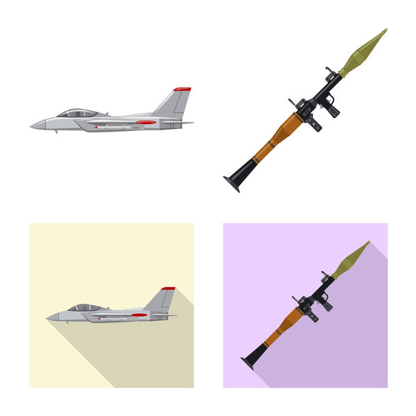 Isolated object of weapon and gun icon. Set of weapon and army stock vector illustration.