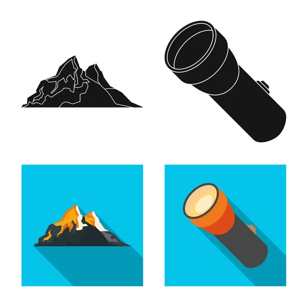 登山とピークのアイコンのベクトル図です。登山やキャンプのコレクション在庫のベクトル アイコン. — ストックベクタ