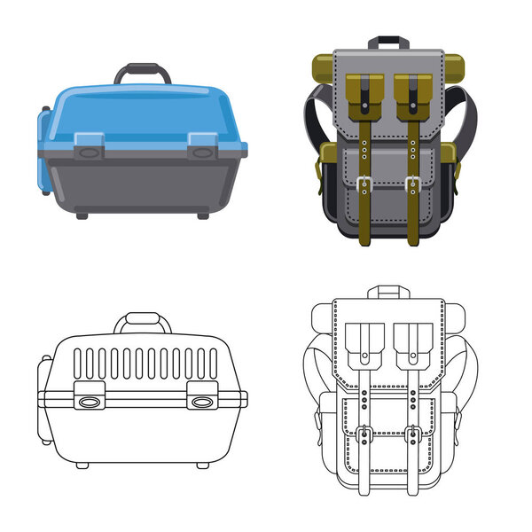 Vector illustration of suitcase and baggage symbol. Set of suitcase and journey vector icon for stock.